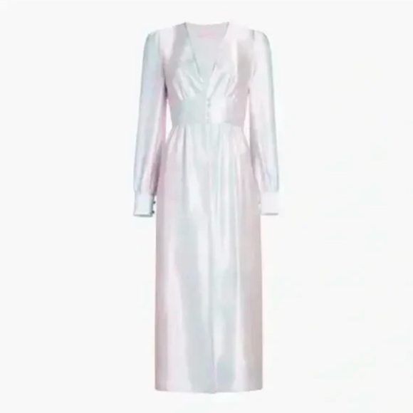 Hill House 100% Mulberry Silk Tati Duster Soft Pink and Blue Dress - Picture 8 of 9